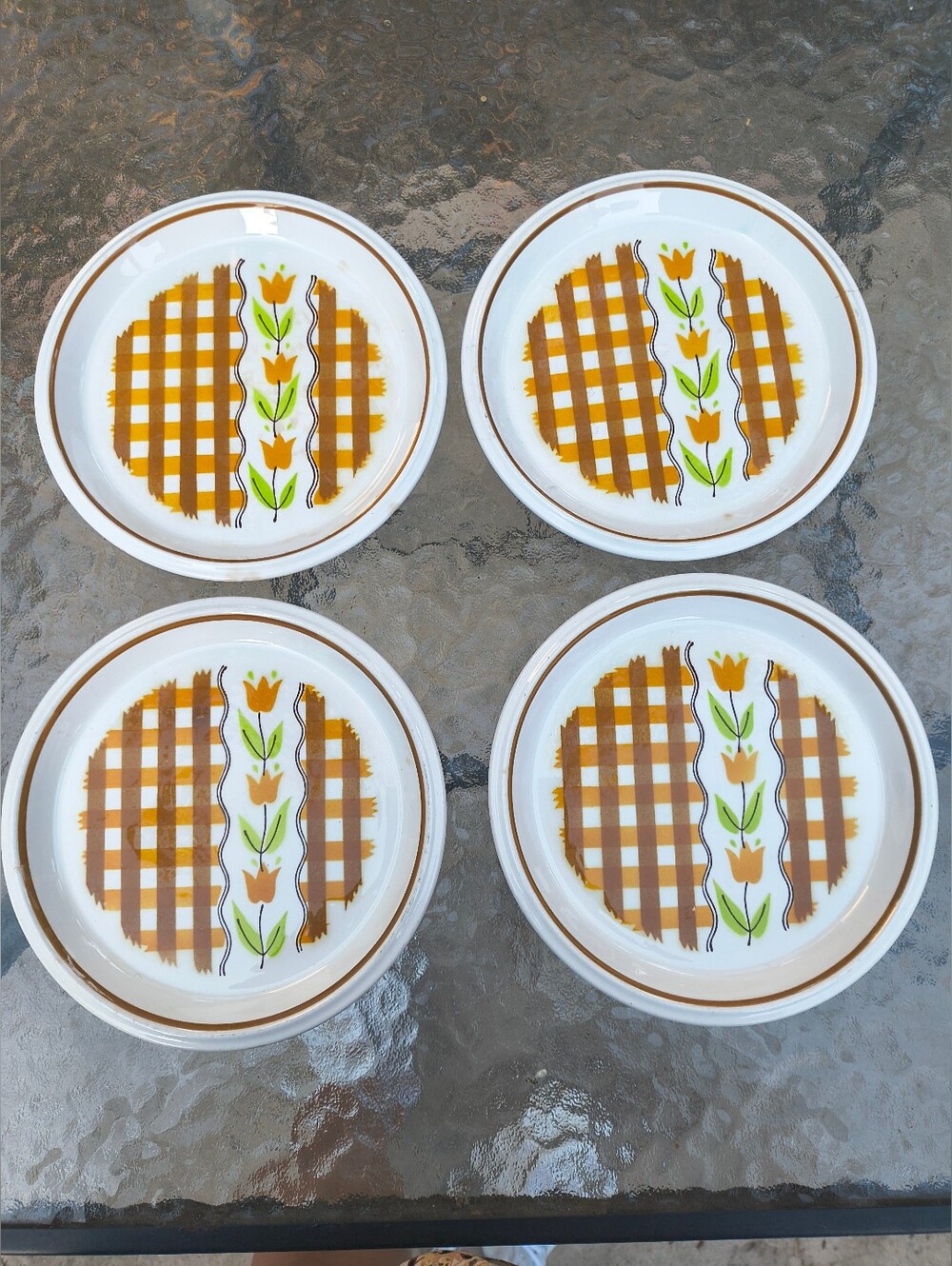 Set of 4 Mikasa Country Gingham Fudge (C7801) Salad Plates